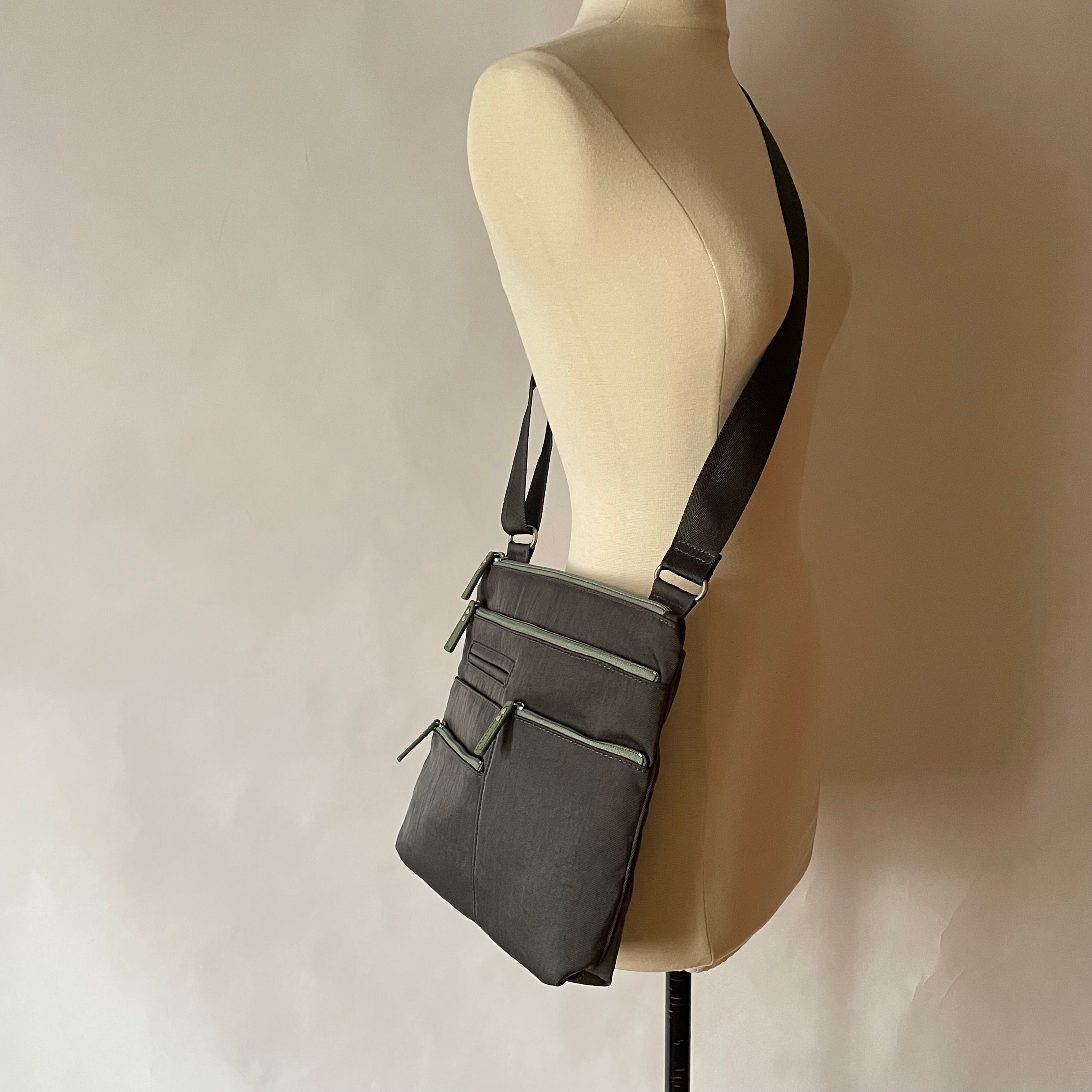 NICO - Grey x Sage | Multi-Pocket Shoulder Bag | Small